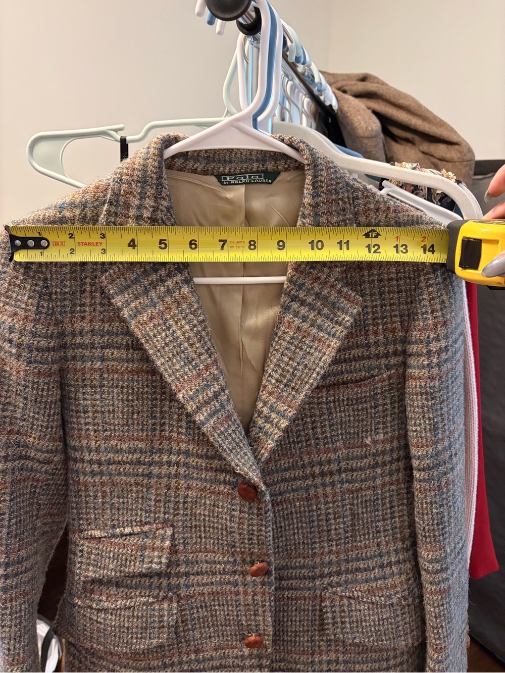 Vintage Polo by Ralph Lauren Plaid Wool Blend Hacker Blazer in Brown Multi - Picture 8 of 8